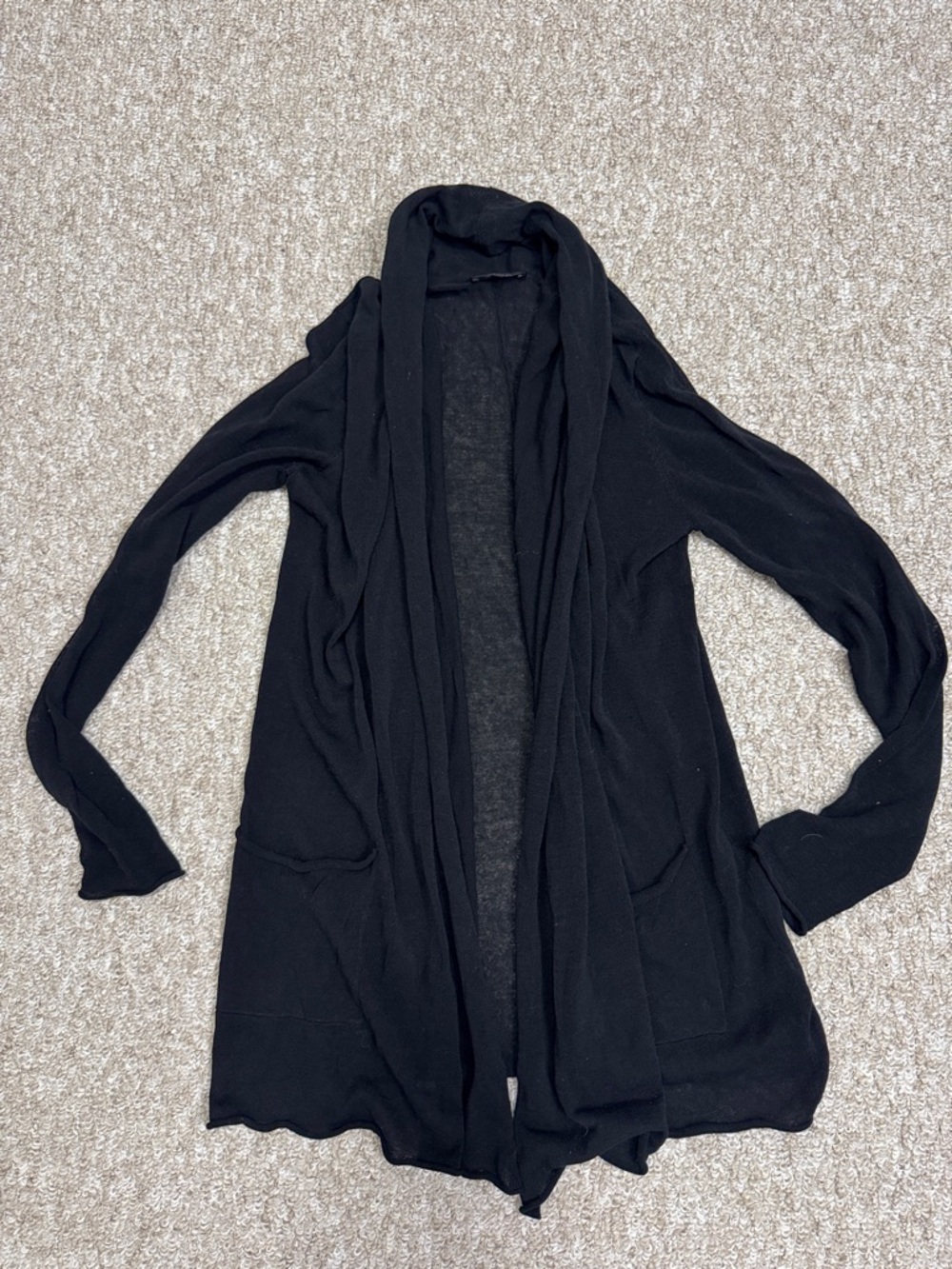Babaton Black Open-Front Drape Cardigan